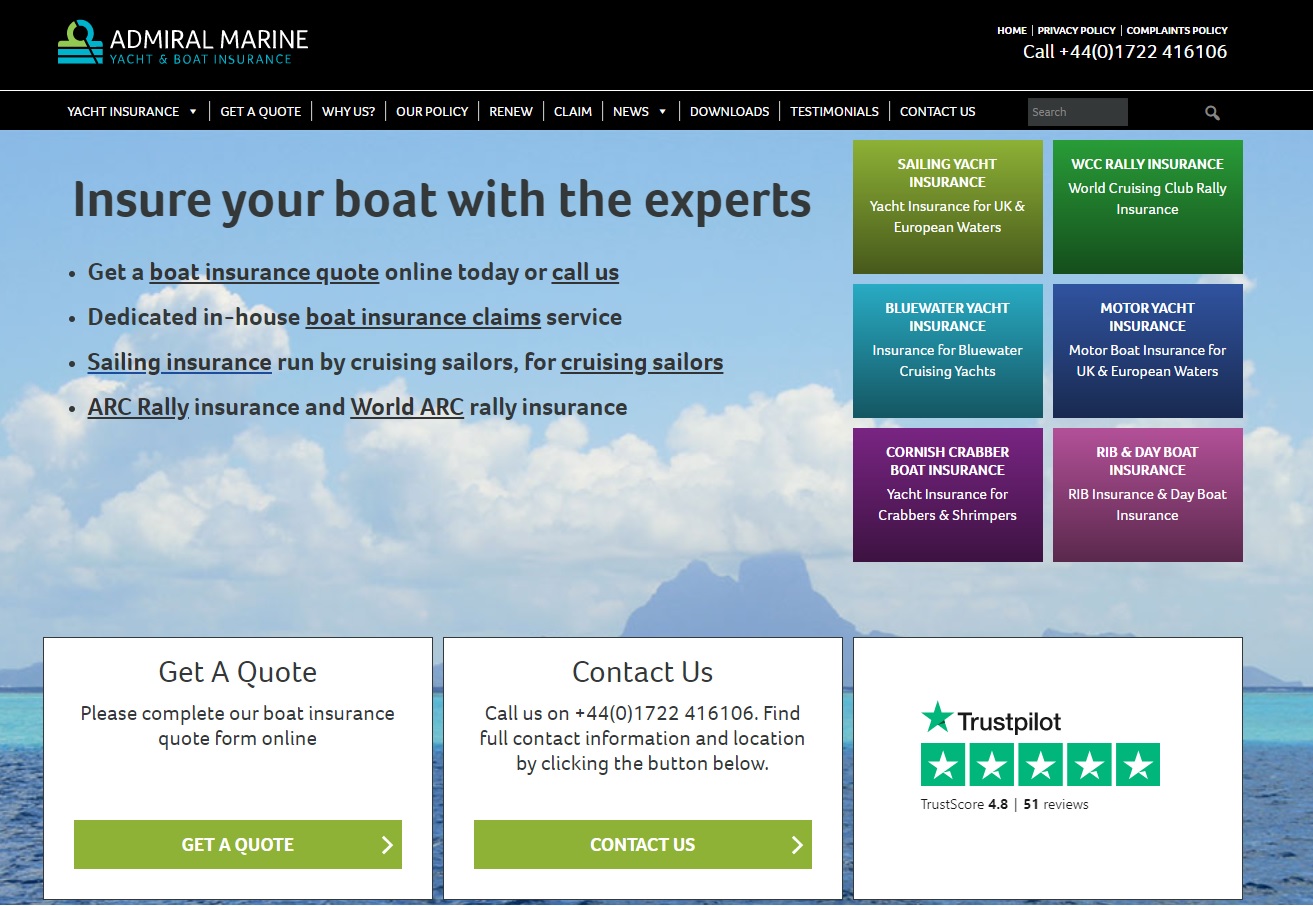 Admiral Marine - Yacht Insurance & Boat Insurance - Website HomePage