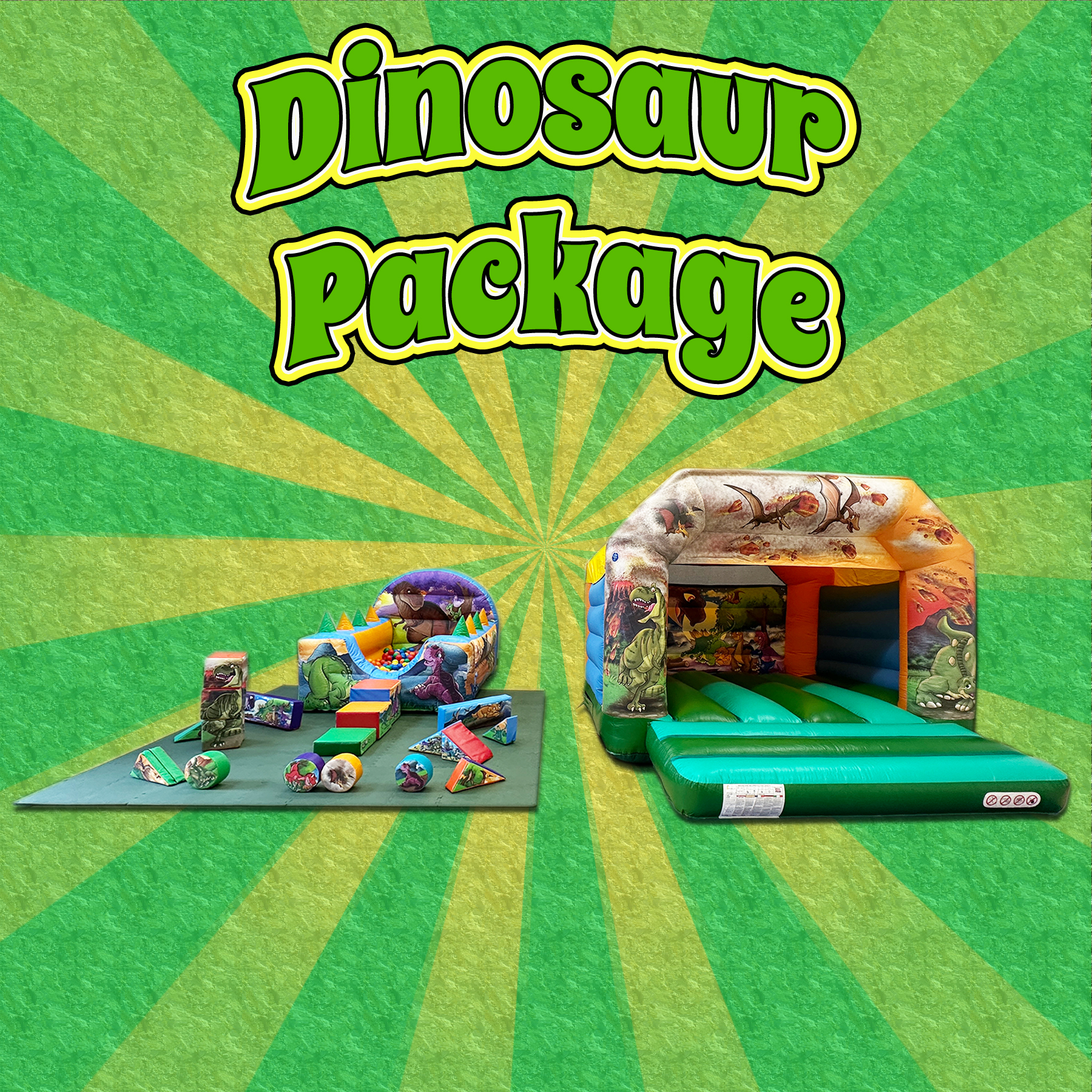 Dinosaur bouncy castle and softplay package